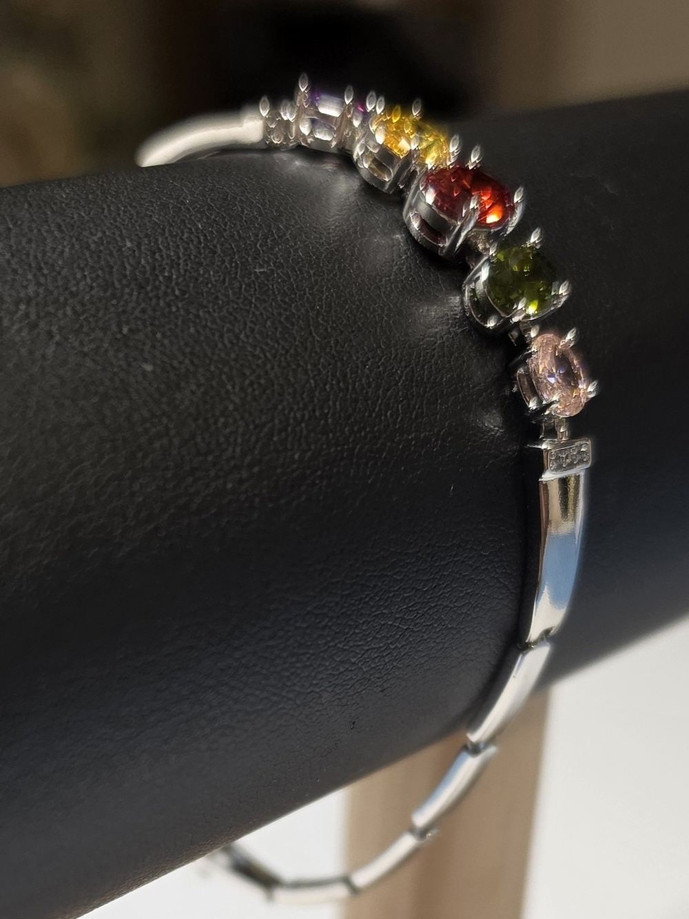Silver Multicolor Gemstone Bracelet - Rainbow Stones